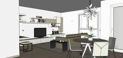 3D Living room/living room design - living room and dining area view